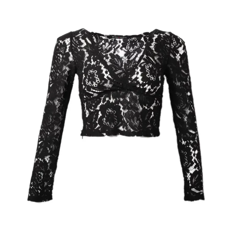 2018 New Arrival Vintage Solid Lace Short Mujer Blouse Slim Casual V-Neck Shirts Summer Sexy Hollow Out Korean Blusas 75309 |