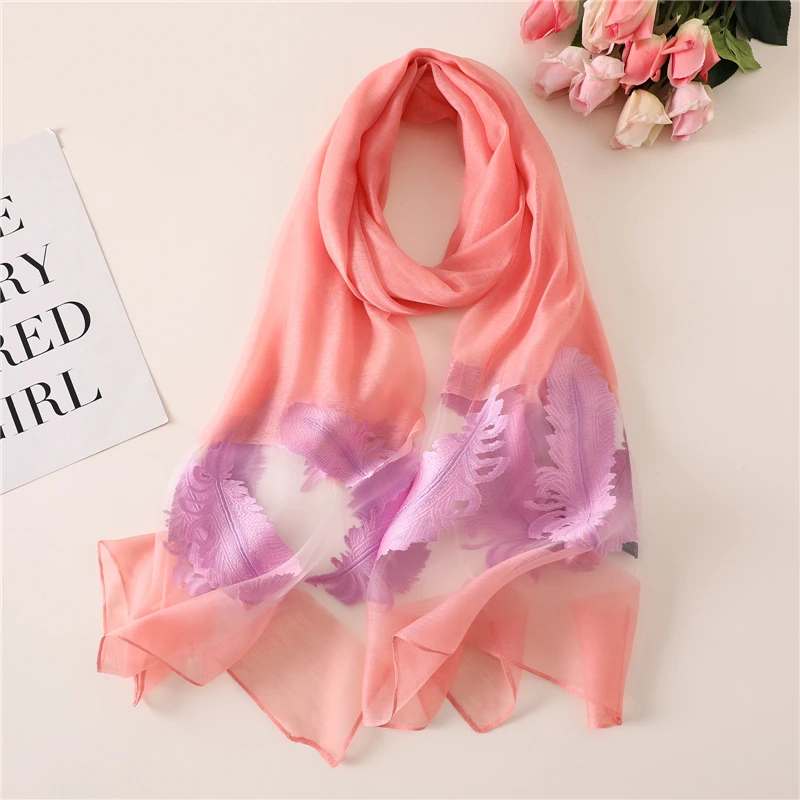 Женский шёлковый шарф с вышивкой на весну/лето|shawls and wraps|ladies shawlbrand shawl |