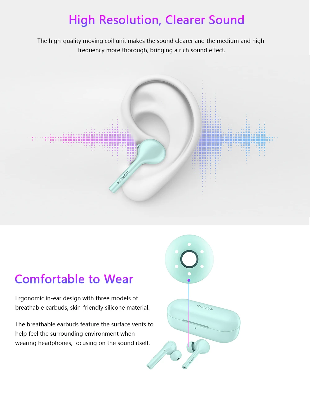 Honor FlyPods Молодежная версия беспроводные наушники Bluetooth 4,2 IP54 водонепроницаемые наушники Беспроводная зарядка музыкальные гарнитуры с микрофоном