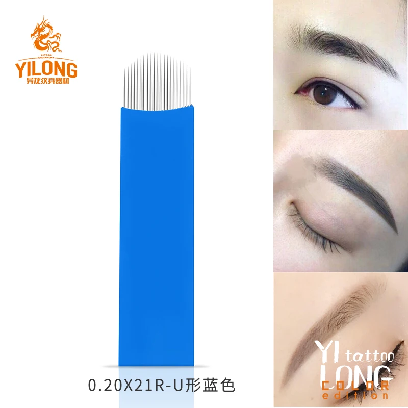 50 шт. 12 14 16 18 21U шпильки 0,2 м Microblading Naalden Permenent Make-Up тату Naald Lamina Agulhas Tebori Blad voor Handmatige