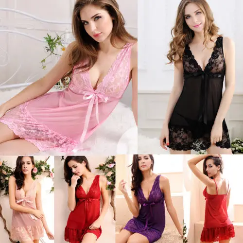 Для женщин сексуальное женское белье Кружево Babydoll G стринги Ночное Нижнее Бельё