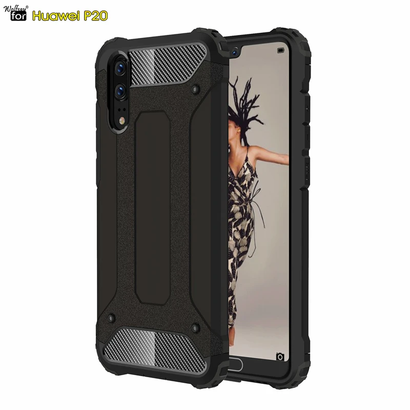 

Wolfsay For Cover Huawei P20 Case 5.8" Hybrid Durable Armor TPU &PC Case Huawei Ascend P20 Fundas for Huawei P 20 Phone Shell