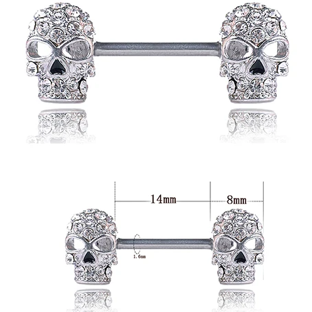1 шт. кольцо для пирсинга сосков из нержавеющей стали с дизайном черепа