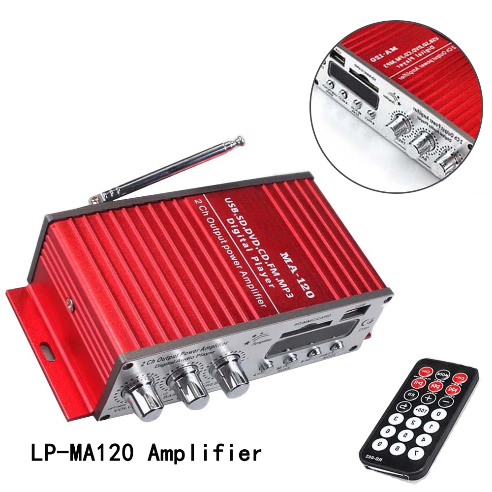 Стерео подключение LP MA120 усилитель светодиодный Hi Fi Remote Управление красный RCA