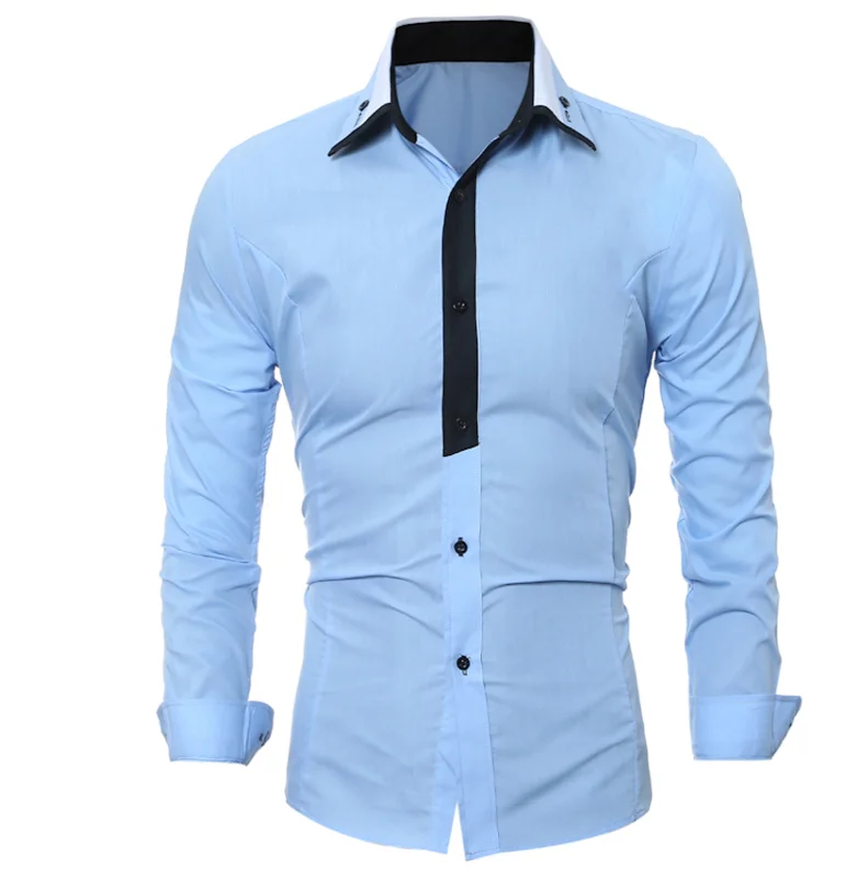 

Brand 2018 Fashion Male Shirt Long-Sleeves Tops Classic Mixed Colors Slim Mens Dress Shirts Slim Men Shirt 3XL