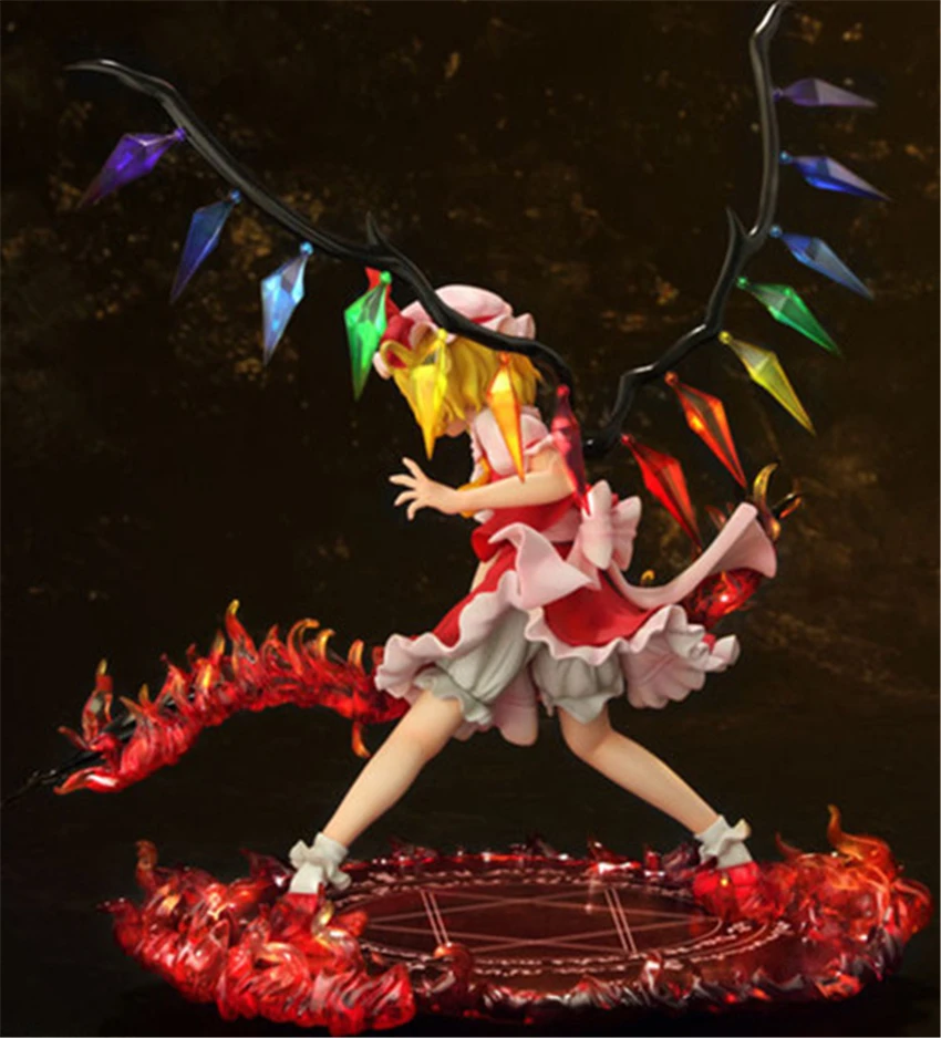 Haocaitoy New Japanese Related Anime Doll Flandre Scarlet PVC Action Figure Collectible Girl Model Toys with Red Sword 25cm |
