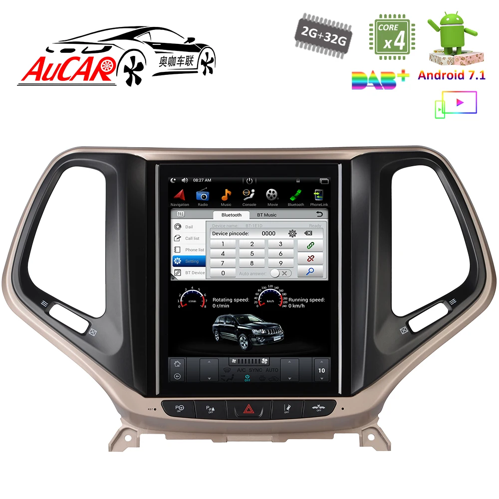Android 7 1 10 4 "Тесла стиль для Jeep Cherokee GPS многофункциональный 2014 DVD плеер Bluetooth радио
