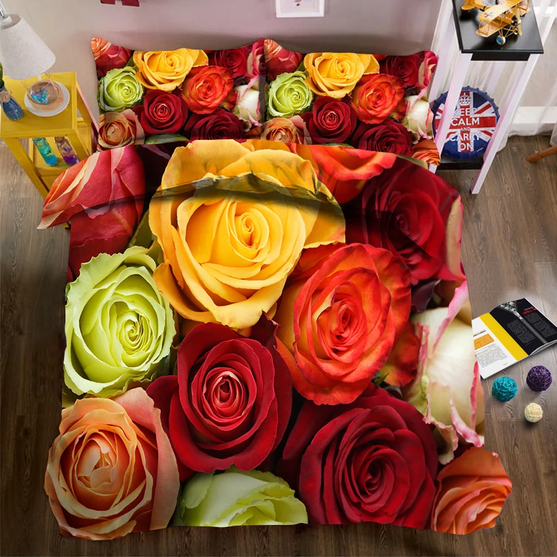 3D эффект фото клубника автомобиль розы природа пейзаж постельное белье можно