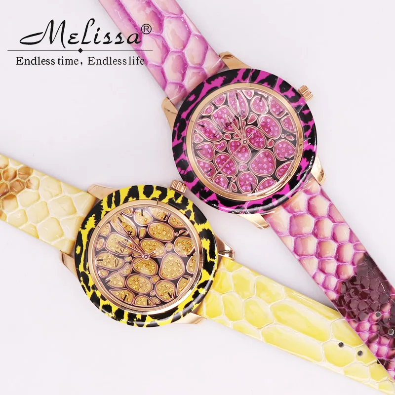 Colorful Python Pattern Lady Women s Watch Japan Quartz Hours Fashion Rhinestones Leather Crystal Girl Birthday Gift Melissa Box