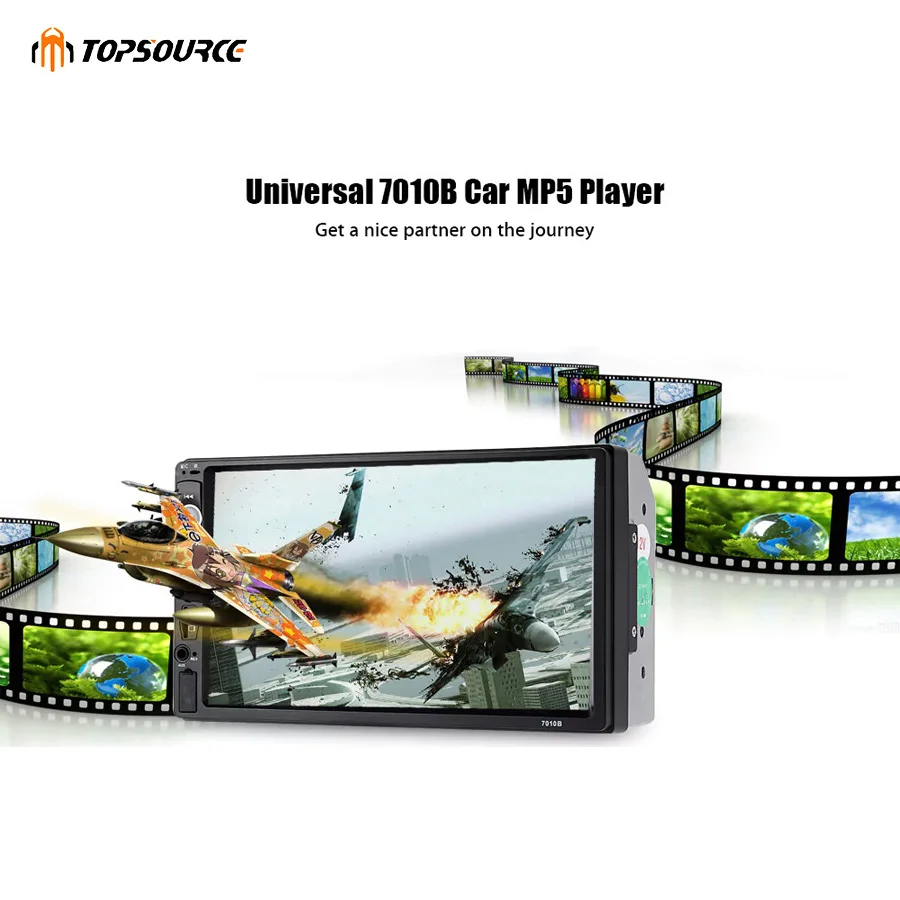 Автомобильный мультимедийный плеер TOPSOURCE, универсальный 7012B, 7 дюймов, HD сенсорный экран, аудио поддержка, Bluetooth, автомобильное радио, MP5 плеер, FM, TF, USB
