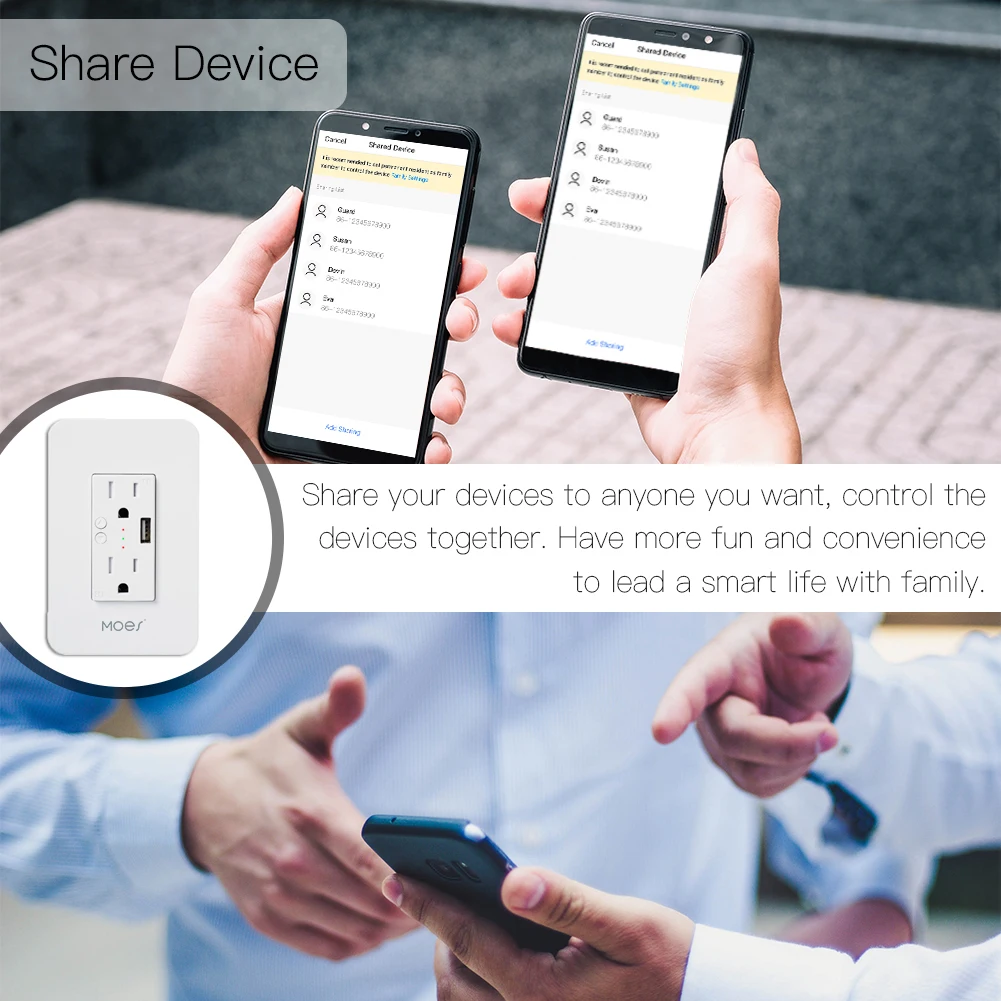 Умная настенная розетка с 2 розетками USB работает Alexa Google Home не требуется