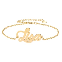 alphabet name lisa charm bracelet for women girl anklet name femme handwriting words charm link christmas jewelry gift