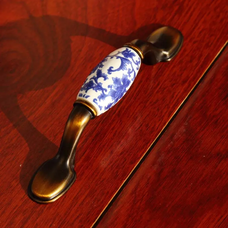 3 &quotВысокое качество Ретро синий и белый фарфоровый комод кухонный шкаф дверь