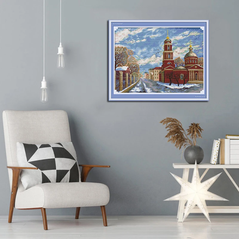 NKF новый комплект вышивки крестом Зима в России рукоделие DMC 11/14 CT DIY ручной работы