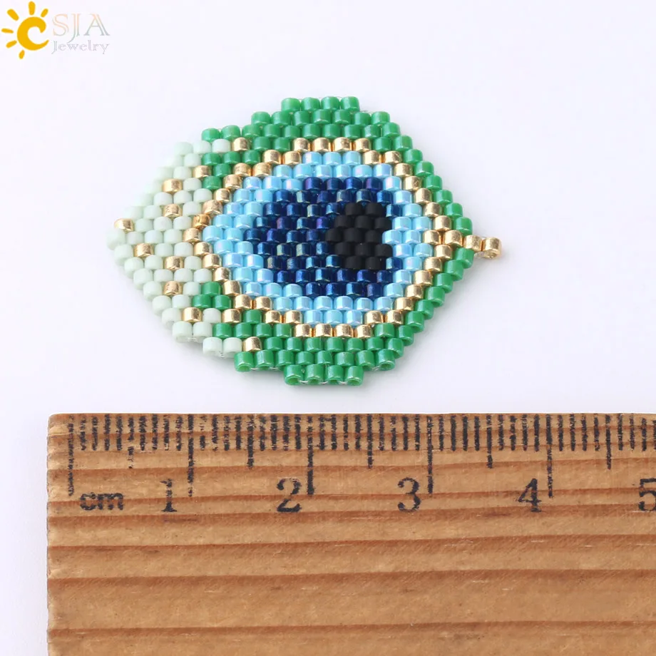 CSJA Peacock Feather Shaped Charms Miyuki Seed Beads Braided Chic Pendant for Earring Necklace Bracelet DIY Making Jewelry S331 | Украшения