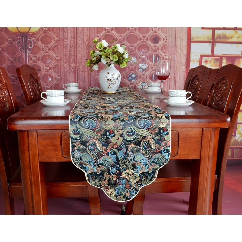 Черная жаккардовая настольная дорожка Классическая винтажная Свадебная