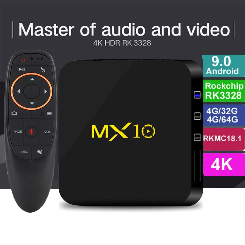 MX10 Android 9 0 Smart tv BOX 4 Гб DDR4 Ram 32 64 Rockchip RK3328 четырехъядерный поддержка 4K H.265 HDR с
