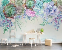 beibehang custom classic silky wall paper nordic simple 3d succulent flower style stereo background papel de parede 3d wallpaper