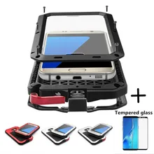 Tempered glass+Metal Case For Samsung galaxy S21 S20 S10 S9 S8Plus Note 20 10 9 8 Luxury heavy duty Armor Shockproof Cover Cases
