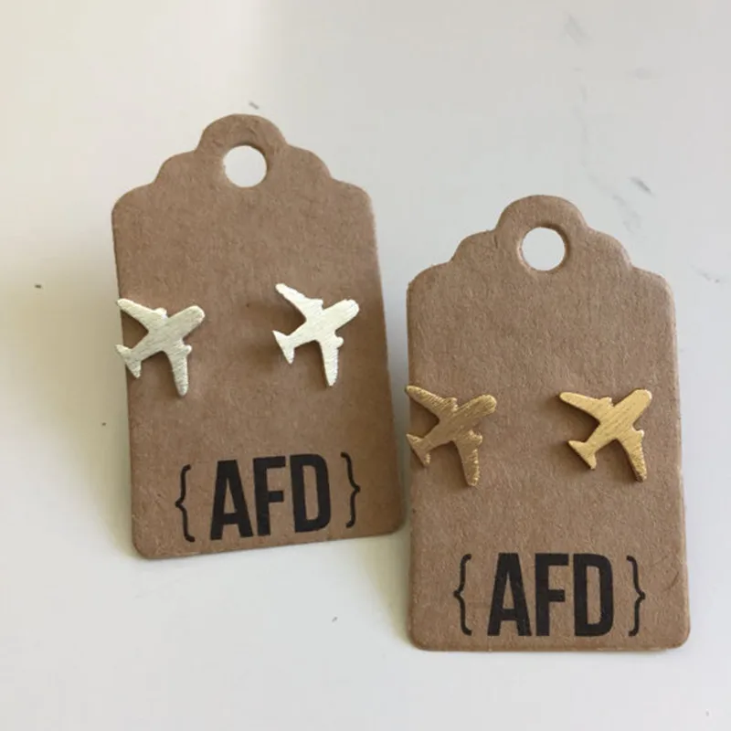 Женские металлические серьги-гвоздики в виде самолета | Украшения и аксессуары