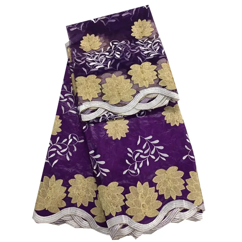 Bazin riche fabric embroidered 5 yards African net lace 2 high quality red getzner for women dr lc-513 | Дом и сад