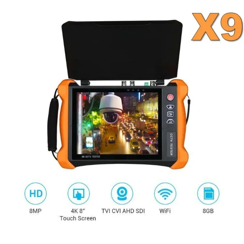 X9 Серия IP камера тестер H.265 4K мультиметр волокно CVBS AHD CVI TVI SDI 8MP HD CCTV монитор VFL TDR WIFI