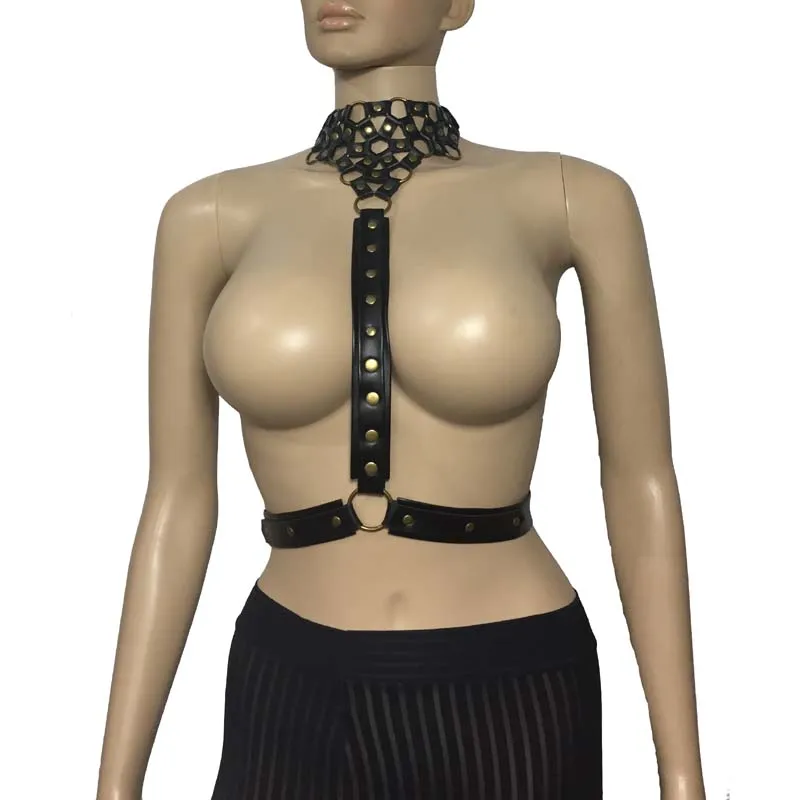 Соблазнительная портупея для тела из искусственной кожи поясной ремень с медным