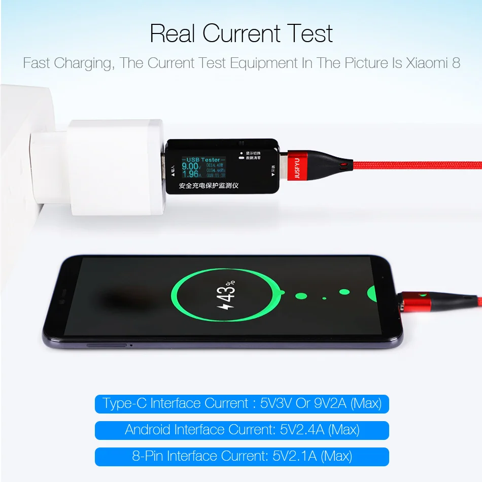 Магнитный кабель для зарядного устройства мобильный телефон 3A 1 м Micro USB Type C