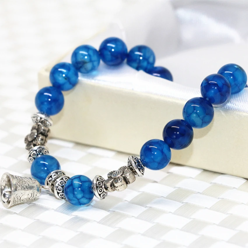 Оптовая цена природного камня синий попкорн Агат Оникс Сердолик 8 мм Круглые