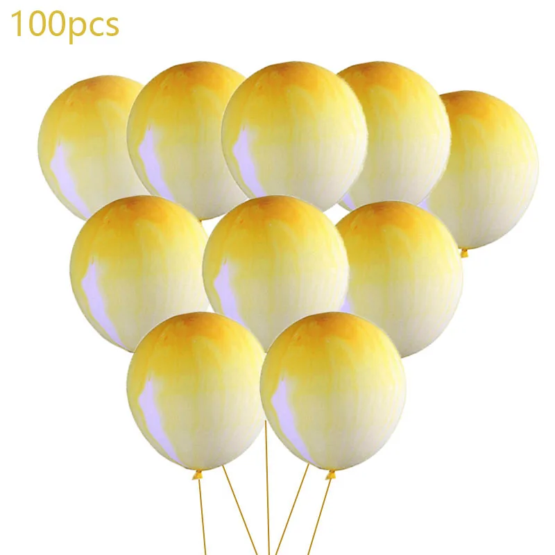 yellow 100 шт./лот 12 дюймов латексные шарики с принтом гелиевый надувной воздушные шары для свадебного украшения воздушный шар для вечеринки на день рождения поставки - Цвет: yellow