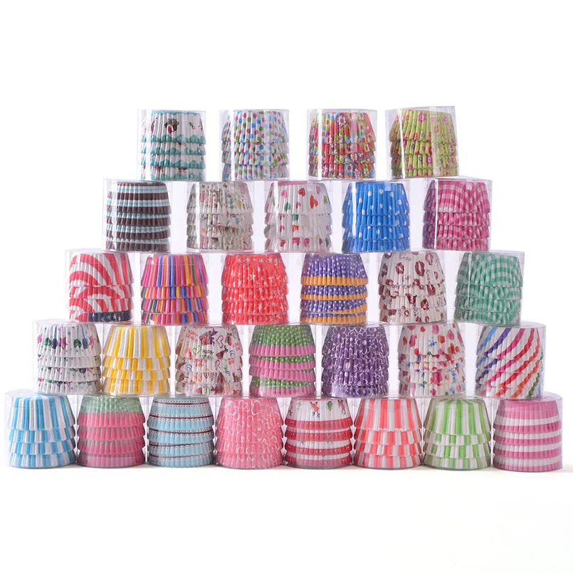 100 шт/лот смазка бумажная формочка Чашка случайный торт из гофрированного