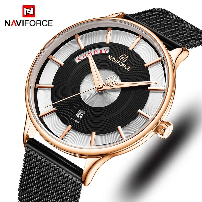 Naviforce ультра тонкие часы для мужчин лучший бренд класса люкс водонепроницаемые мужские часы модные деловые мужские часы золотые Relogio Masculino - Цвет: Black Gold Black