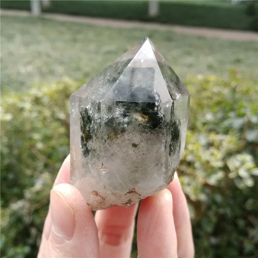 Натуральный Ghost Phantom Quartz кристальная палочка для медитации медитация чакра
