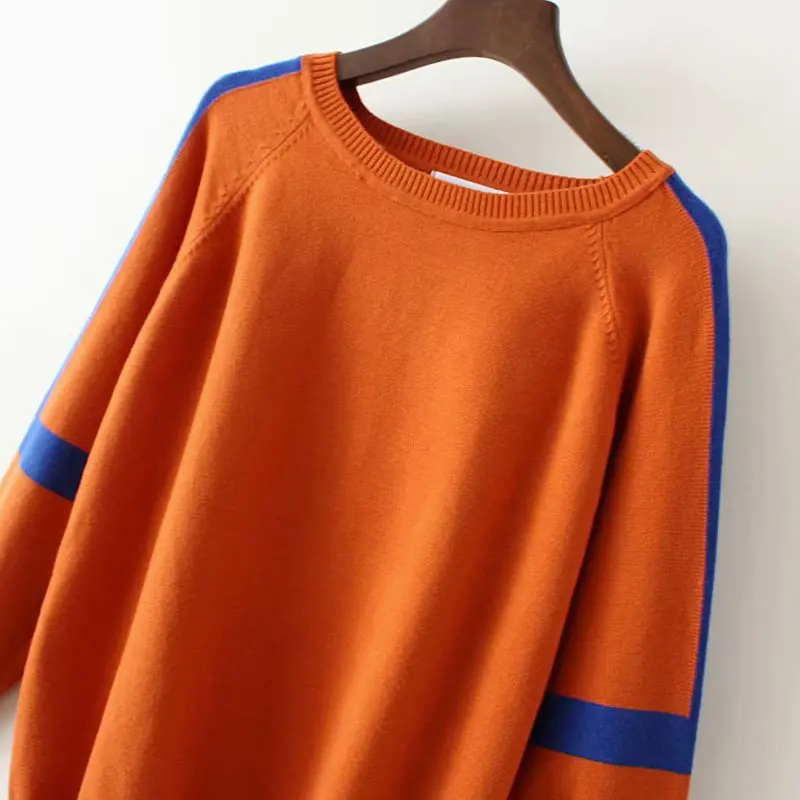 Spring Autumn Women Solid Big Cashmere Wool Sweater long Sleeve O-neck Pullovers Jumper Computer Knitted Oversize Sweaters | Женская