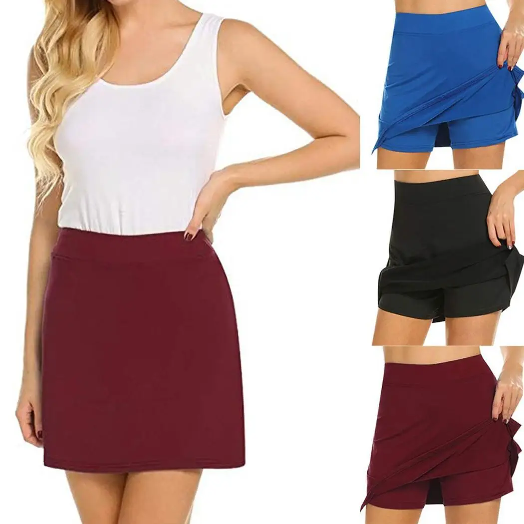 New Fashion Women Casual Mini Running Tennis None Elastic A-Line Hem Golf Workout Skirt Above Knee Solid | Женская одежда