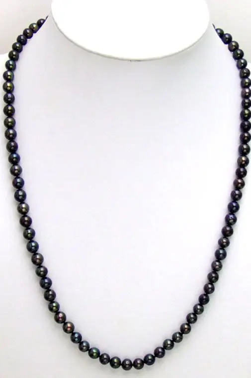 Черный круглый пресноводного жемчуга AA 7-8 мм 18 &quotNECKLACE-nec5448 опт/розница | Украшения