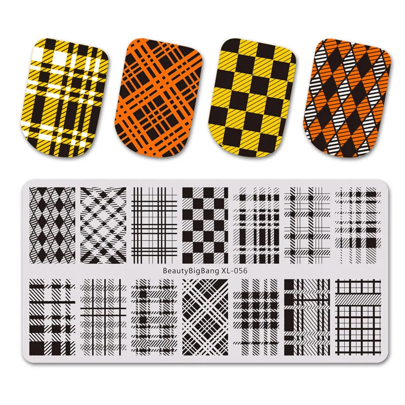 

BeautyBigBang 6Pcs/set Starry Geometry Theme Nail Stamping Plates Rectangle Pattern Stamping Nail Art Templates