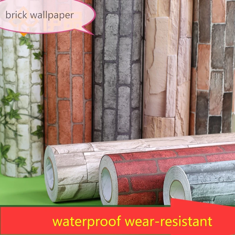 Новый Китайский Винтаж Имитация кирпича узор красный кирпич зеленый ПВХ обои