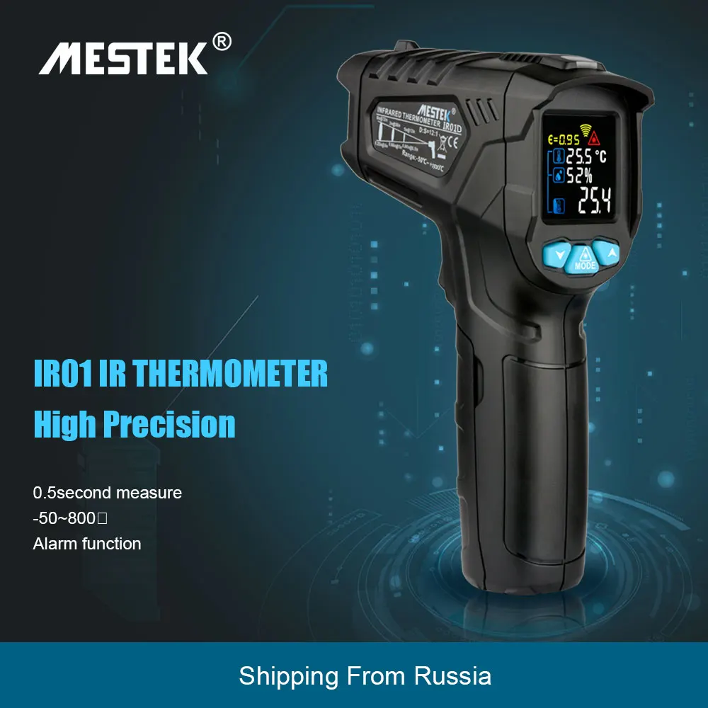 MESTEK 800C цифровой инфракрасный термометр лазерный температурный пистолет цветной ЖК-дисплей с сигнализацией температуры окружающей среды измеритель влажности
