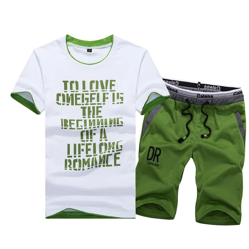 2 шт. новые мужские комплекты футболок Повседневная футболка + шорты спортивная