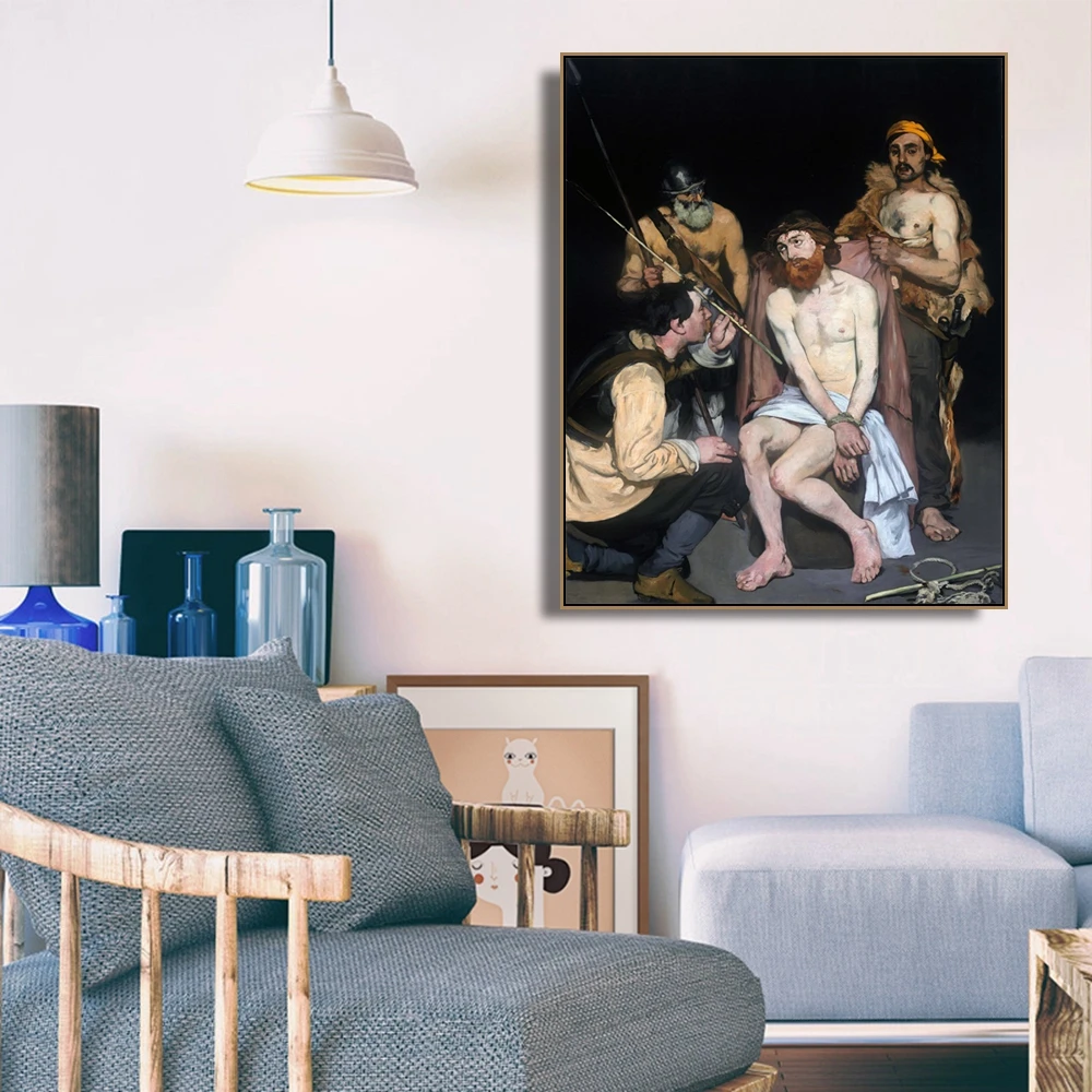 Jesus Mocked by the Soldiers Manet Poster and Print Canvas Painting Calligraphy Decorative Picture for Living Room Home Decor | Дом и сад