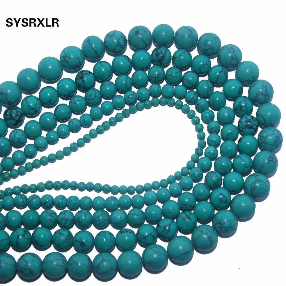 Бесплатная доставка Зеленый Синтез бирюзовый камень круглые бусины для