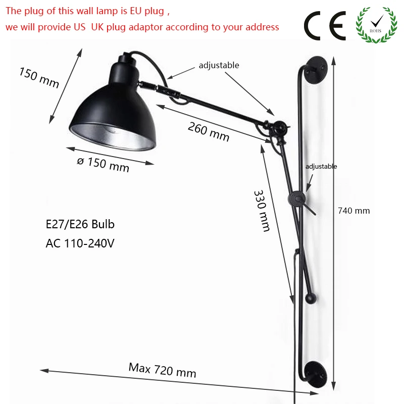 E27 новая реплика дизайнерская Регулируемая антикварная Современная