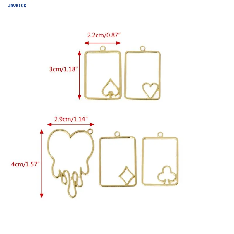 5 шт. покерная карта плавление сердце металлическая рамка ювелирные изделия УФ