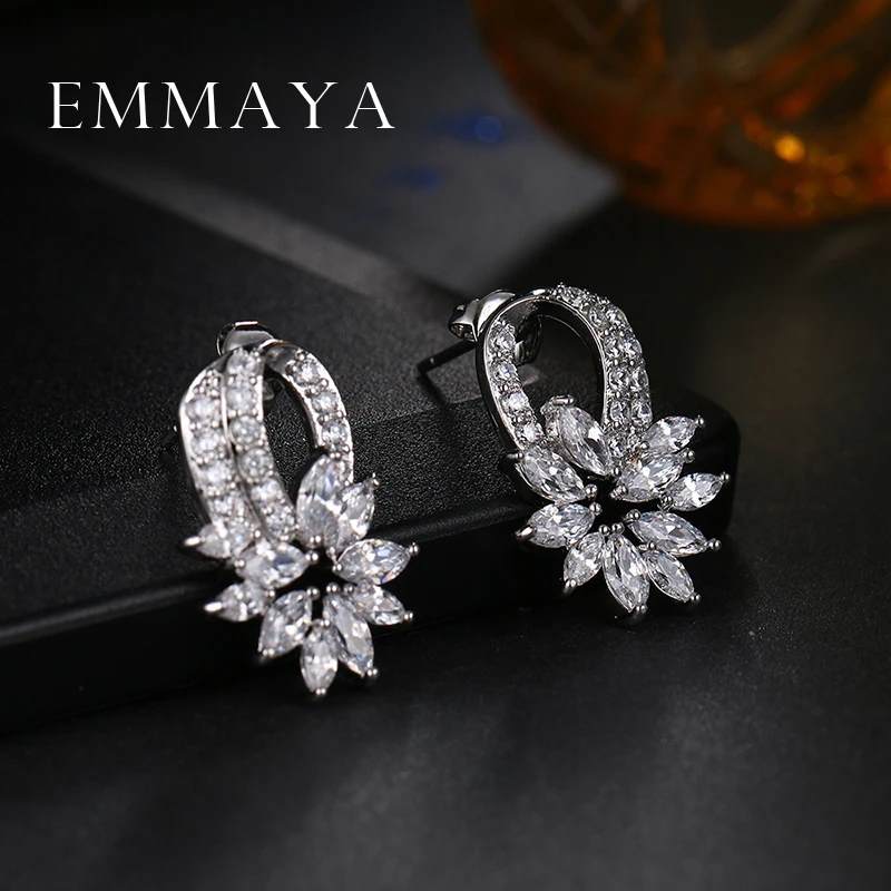 Серьги Emmaya с фианитами для женщин и девушек роскошные украшения микрозакрепкой в