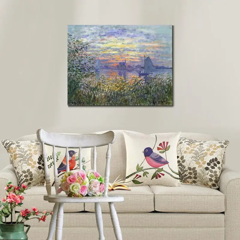 Ручная роспись маслом Клода Мона холст искусства Закат на сиен высокое качество