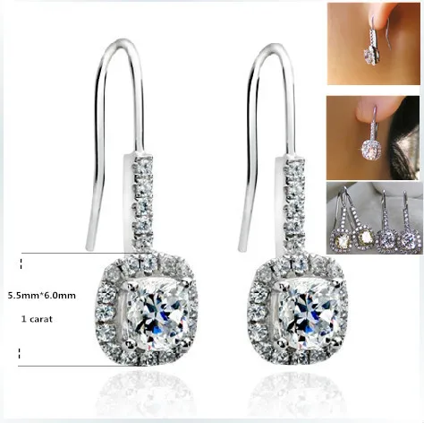 

1Ct/each Diamond Earrings for Gentlewomen Platinum 950 White Gold Earring for Girlfriend Best gift