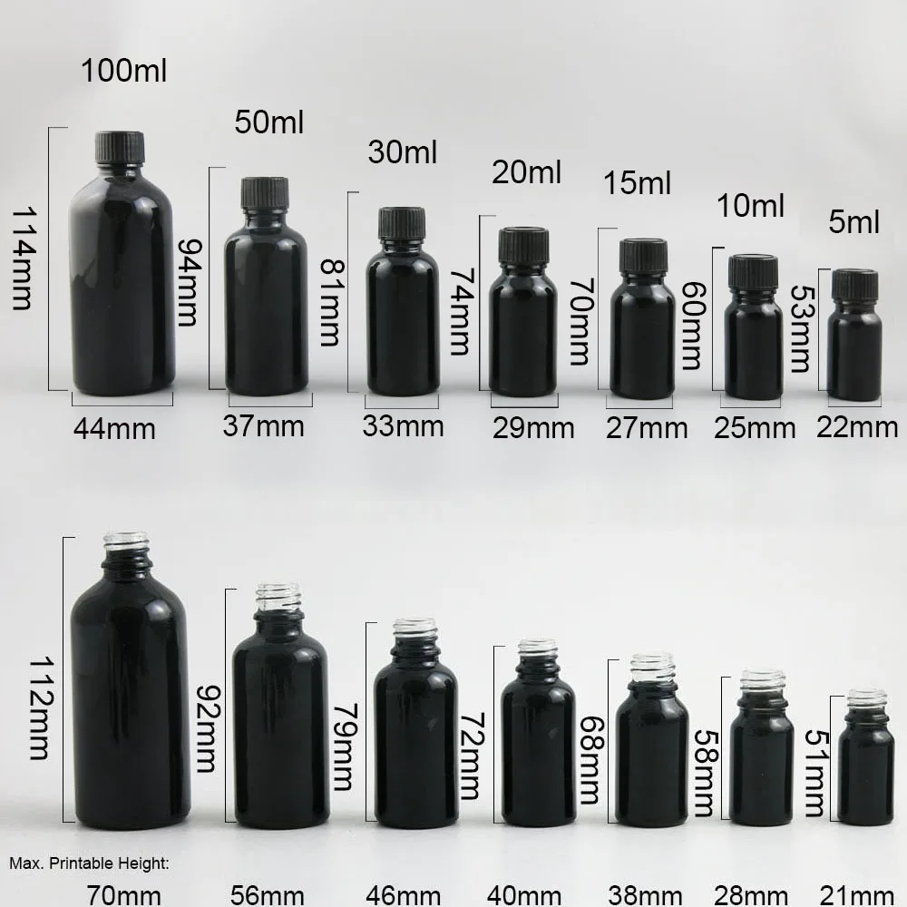 10 x 5ml 10ml 15ml 20ml 30ml 50ml 100ml Essential Oil Black Glass Bottle Plastic Cap For Liquid Reagent Pipette | Красота и здоровье