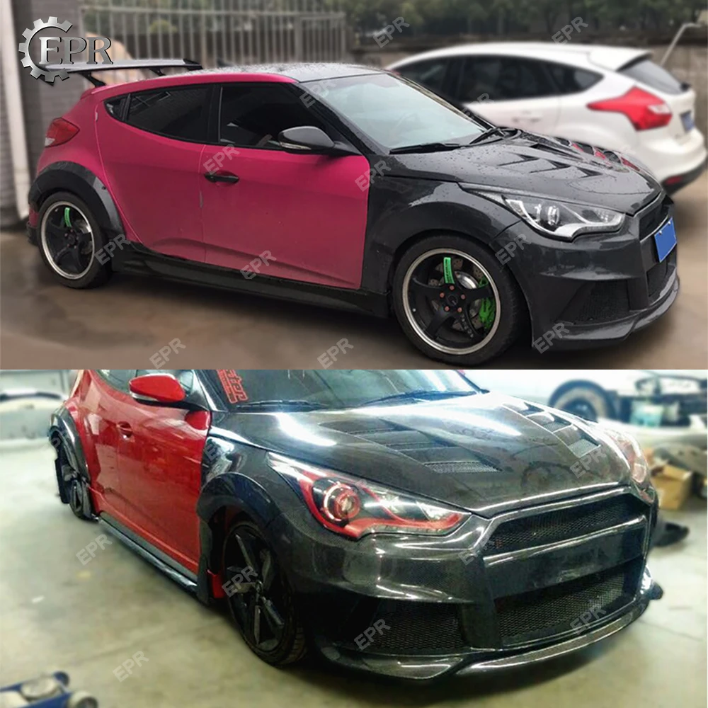 УГЛЕРОДНЫЙ бампер для Hyundai Veloster Lordpower широкий корпус из углеродного волокна