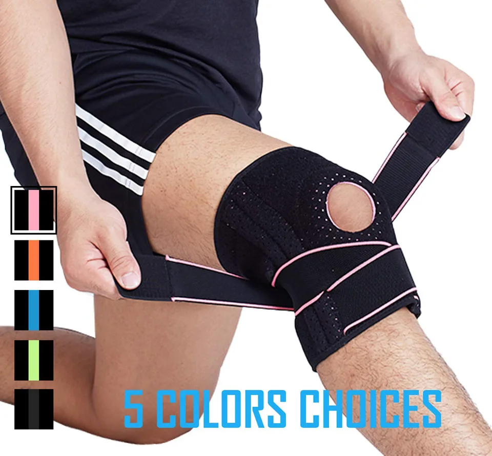 Pink AOLIKES 1 шт. наколенники Coolfit быстросохнущие силикагель 4 пружины спортивные наколенники отверстие наколенники протектор - Цвет: Pink